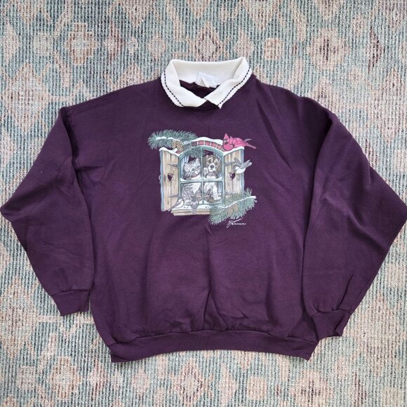 Sweaters - Vintage Collared Sweatshirt